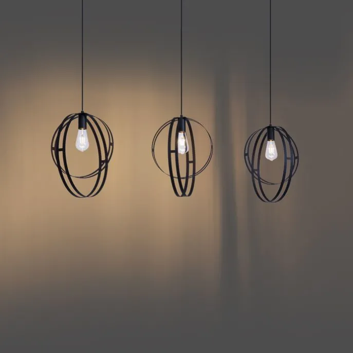 Design hanglamp zwart langwerpig 3-lichts - Indu