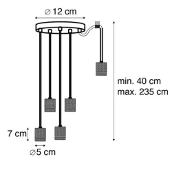 Design hanglamp zwart 5-lichts - Cavalux