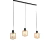 Design hanglamp zwart met amber glas 3-lichts 161,5 cm - Qara