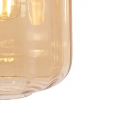 Design hanglamp zwart met amber glas 3-lichts 161,5 cm - Qara