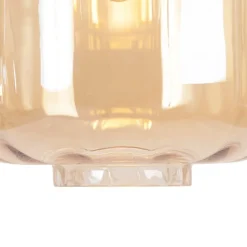 Design hanglamp zwart met amber glas 3-lichts 161,5 cm - Qara