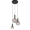 Design hanglamp zwart met smoke glas 3-lichts- Chico
