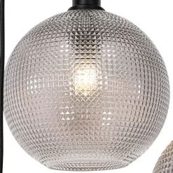 Design hanglamp zwart met smoke glas 3-lichts- Chico