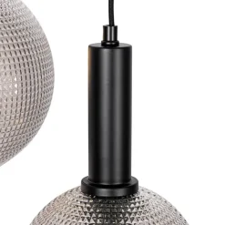 Design hanglamp zwart met smoke glas 3-lichts- Chico