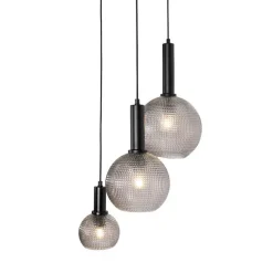 Design hanglamp zwart met smoke glas 3-lichts- Chico