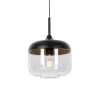 Design hanglamp zwart met goud en smoke glas - Kyan