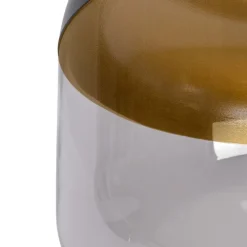 Design hanglamp zwart met goud en smoke glas - Kyan