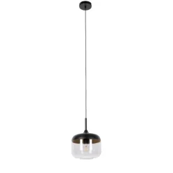 Design hanglamp zwart met goud en smoke glas - Kyan