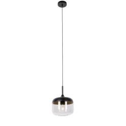 Design hanglamp zwart met goud en smoke glas - Kyan
