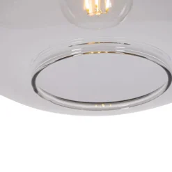 Design hanglamp zwart met goud en smoke glas - Kyan