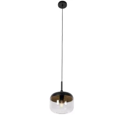 Design hanglamp zwart met goud en smoke glas - Kyan