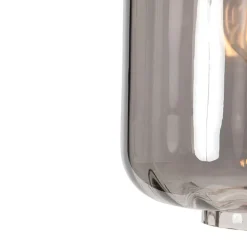 Design hanglamp zwart met smoke glas 3-lichts 226 cm - Qara