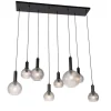 Design hanglamp zwart met smoke glas 8-lichts- Chico