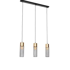 Design hanglamp zwart met goud 3-lichts - Maura