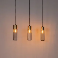 Design hanglamp zwart met goud 3-lichts - Maura