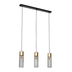 Design hanglamp zwart met goud 3-lichts - Maura