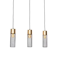 Design hanglamp zwart met goud 3-lichts - Maura