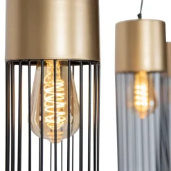 Design hanglamp zwart met goud 3-lichts - Maura