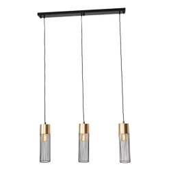 Design hanglamp zwart met goud 3-lichts - Maura