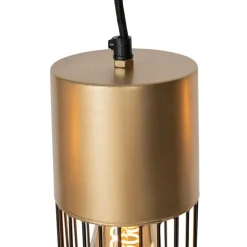 Design hanglamp zwart met goud 3-lichts - Maura