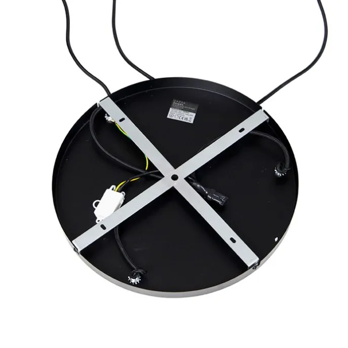 Design hanglamp zwart met goud en smoke glas 3-lichts - Zuzanna