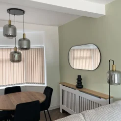 Design hanglamp zwart met goud en smoke glas 3-lichts - Zuzanna