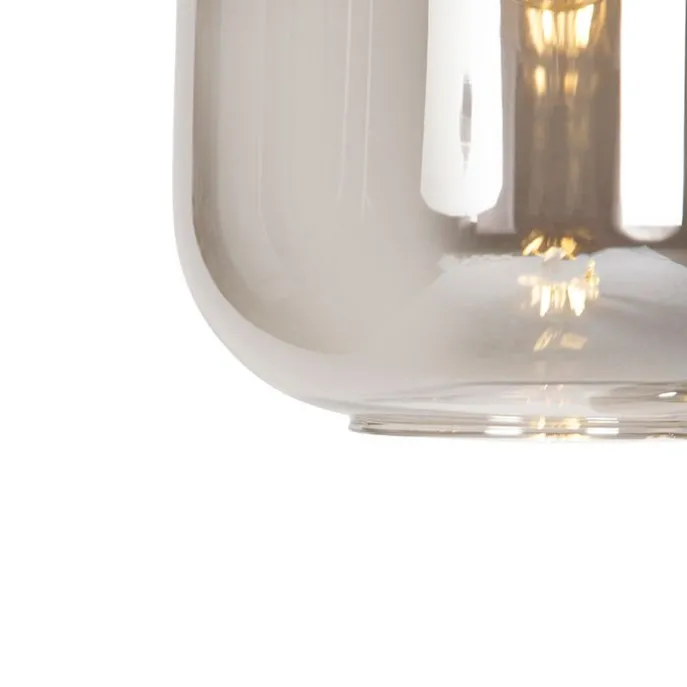 Design hanglamp zwart met goud en smoke glas 3-lichts - Zuzanna