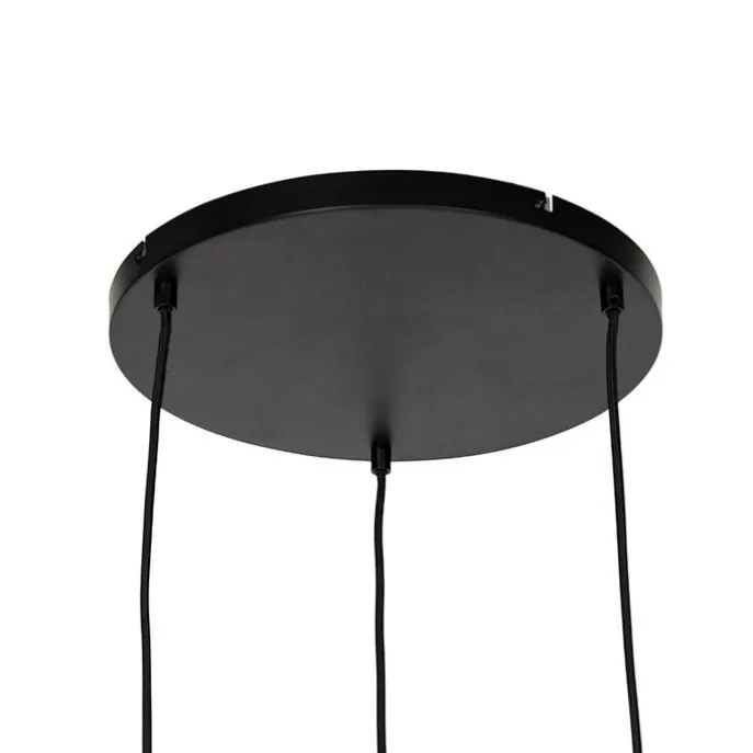 Design hanglamp zwart met goud en smoke glas 3-lichts - Zuzanna