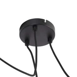 Design hanglamp zwart met amber glas 3-lichts 226 cm - Qara