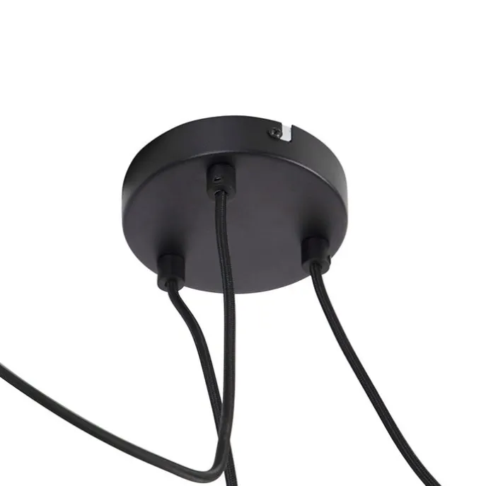 Design hanglamp zwart met amber glas 3-lichts 226 cm - Qara