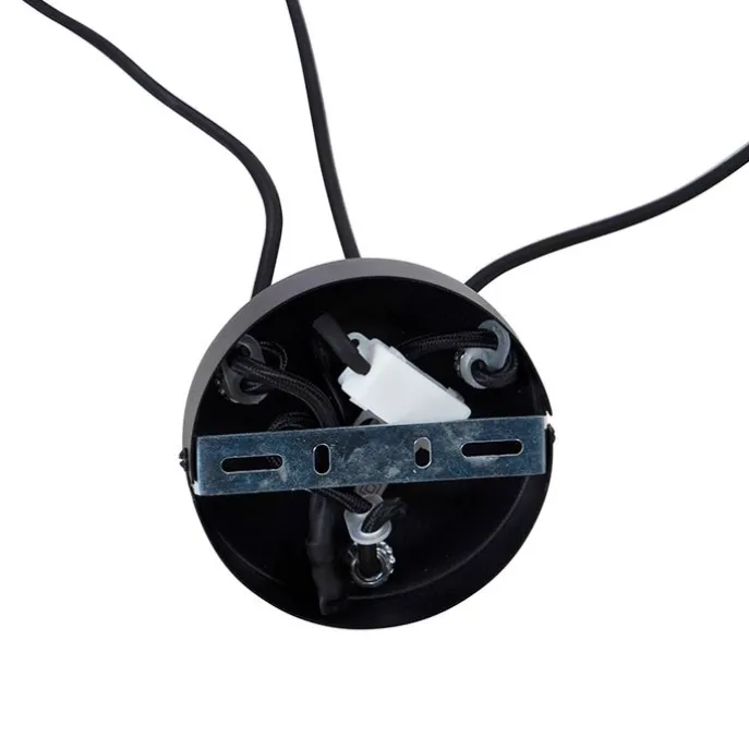 Design hanglamp zwart met amber glas 3-lichts 226 cm - Qara