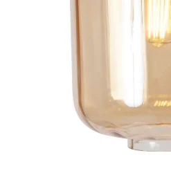 Design hanglamp zwart met amber glas 3-lichts 226 cm - Qara