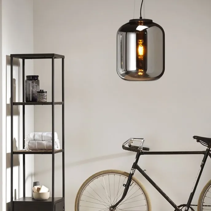 Design hanglamp zwart met smoke glas - Bliss