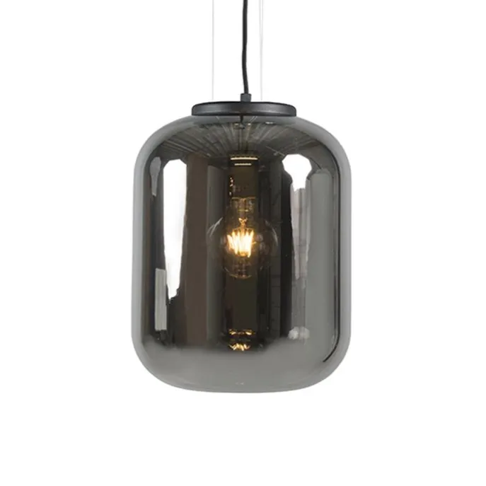 Design hanglamp zwart met smoke glas - Bliss