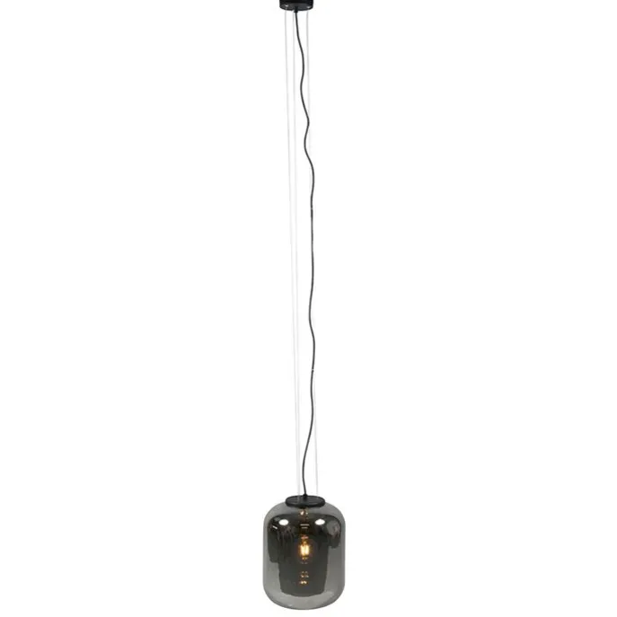 Design hanglamp zwart met smoke glas - Bliss