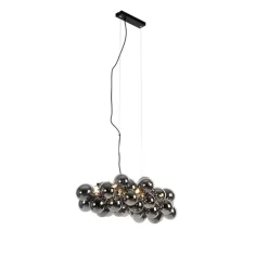 Design hanglamp zwart met smoke glas 8-lichts - Uvas