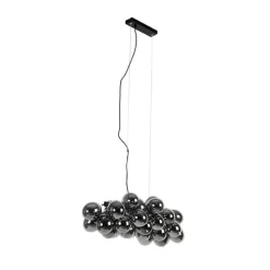 Design hanglamp zwart met smoke glas 8-lichts - Uvas