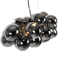 Design hanglamp zwart met smoke glas 8-lichts - Uvas