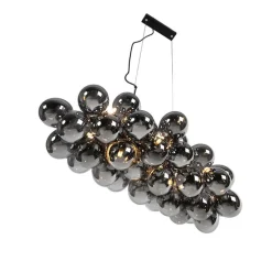 Design hanglamp zwart met smoke glas 8-lichts - Uvas