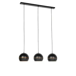 Design hanglamp zwart met gouden binnenkant 3-lichts - Buell
