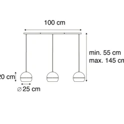 Design hanglamp zwart met gouden binnenkant 3-lichts - Buell