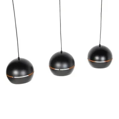 Design hanglamp zwart met gouden binnenkant 3-lichts - Buell