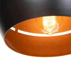 Design hanglamp zwart met gouden binnenkant 3-lichts - Buell