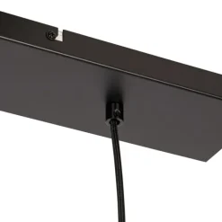 Design hanglamp zwart met messing en amber glas 4-lichts - Zuzanna