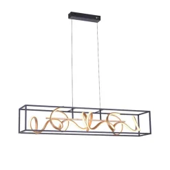 Design hanglamp zwart met goud dimbaar incl. LED - Krisscross Cage
