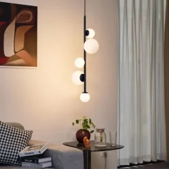 Design hanglamp zwart met mat glas 5-lichts - Vertical