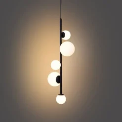 Design hanglamp zwart met mat glas 5-lichts - Vertical