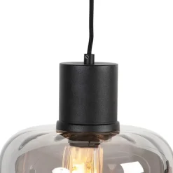 Design hanglamp zwart met smoke glas 3-lichts 161,5 cm - Qara