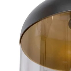 Design hanglamp zwart met goud en smoke glas 3-lichts - Kyan