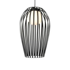 Design hanglamp zwart met opaal IP44 - Angela